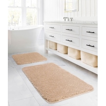 Koza Home Segura Peluş Bej Kaydırmaz Taban 2'li Banyo Paspası 60 X 100-50 X 60, Bej Diğer