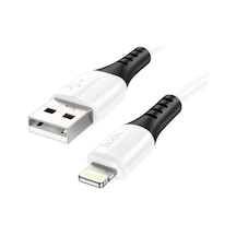 Hoco X82 Apple iPhone Uyumlu Lightning To Usb 2.4A Silikon Data Ve Şarj Kablo (552176440)-Beyaz