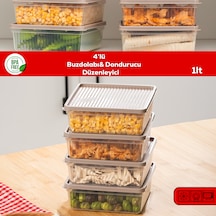 Porsima 5306 4 Lü Buzdolabı Ve Difriz Düzenleyici Saklama Kabı Seti - Bpa İçermez Kapicino, 1 Lt Cappuccino