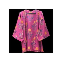 Lila Mare İthal Hint Kumaşlı Handmade %100 Pamuk Özel Tasarım Kimono Renkli Renkli