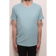 Santa Dmctekstil Erkek Tshirt-1111-1435 Düz Spor Kesim Rahat Kalıp Bisiklet Yaka T-shirt Turkuaz