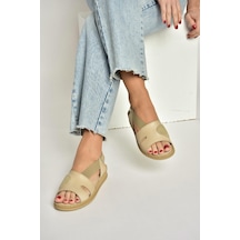 Fox Shoes Y555554003 Bej Hakiki Deri Günlük Kadın Sandalet Bej