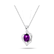 Brezza Lusso Jewelry Enesstore Ametist Taşlı Gümüş Kalbimin Yarısı Kadın Gümüş Kolye 45 CM