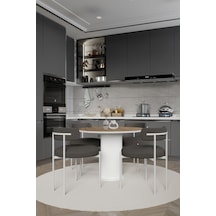 Avvio Alize Ptt Lake Mdf Ayak 4'lü Teddy Sandalye 90x90 Masa Sandalye Takımı Sandalye Bukle Kumaş Akça