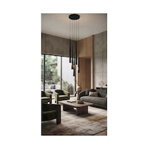 Gu10 Duy Beşli Tüp Tip Modern 5'li Siyah Boru Sarkıt Avize Kalem Silindir Konik Led Spot Tavan Lambası Konik Spot Led Avize Tasarım Yemek Masaüstü Aydınlatması Siyah