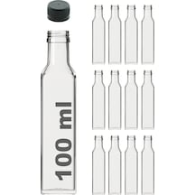 Afracam Maraska Şeffaf 100 ML Cam Şişe Sızdırmaz Kapak 12 Adet