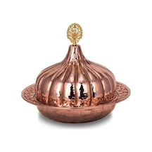 Turna Bakır Paşaçadırı Yuvarlak Sunum Tabağı 30 Cm El Dövme Kırmızı Turna9058-1