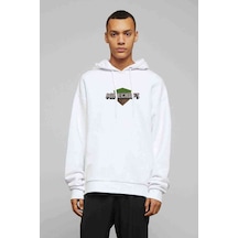 Mine Craft Baskılı Beyaz Erkek Örme Kapşonlu Sweatshirt (531033278)