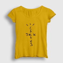 Presmono Kadın Cactus Jack Travis Scott T-shirt Sarı