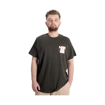 Mode Xl Büyük Beden Erkek T-Shirt Lıve Or Dıe 23124 Haki 001