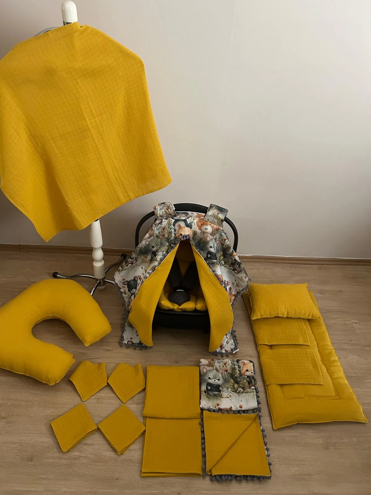 12 Parça Çift Taraflı Muslin Set Dijital Pike