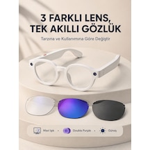 Beyaz Akıllı Kamera Gözlüğü Fotoğraf Video Çekimli Yapay Zeka Destekli Bluetooth Çoklu Dil Çeviri 3