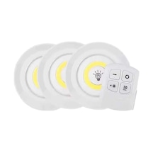 Hubrendy Tekno Led Lamba 3'lü Uzaktan Kumandalı Yapışkanlı