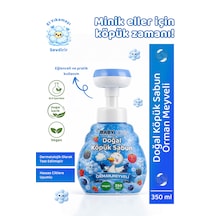 Doğal Çocuk Köpük El Sabunu 350 Ml Orman Meyveli Kokulu Vegan Parabensiz Çiçek Şekilli Mavi Köpük