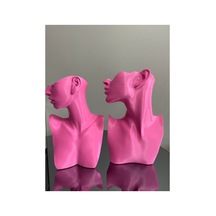 Pembe Renk Dekoratif Takı Mankeni 2'li Set Takı Teşhir Standı 23 Ve 21 Cm Takı Organizer Küpe Kolye