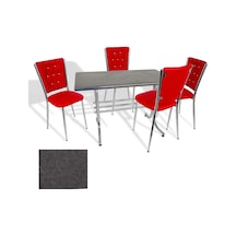 Japon - Kapitoneli Masa Takımı - 70x120 Werzalit, Wermodin Ve Allzalit Tabla - Grey Marble - Kırmızı Çok Renkli