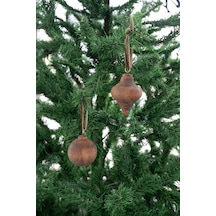 X Den.ınteriors Yılbaşı Ahşap 2 Li Set Top Topaç Noel Ağaç Süsü Venge - 667571794