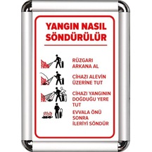 Yangın Nasıl Söndürülür A3 Cerceveli Uyarı Ve Yönlendirme Levhası