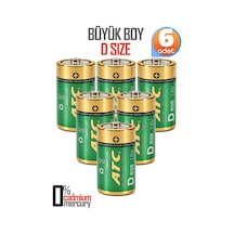 Atc 6lı Büyük Boy Pil R20 D-size Pil D Boy Pil Oyuncak Pili Çinko Karbon Pil Zn-c 1.5 V