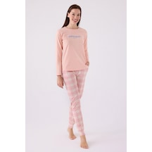 Pierre Cardin Kadın Pamuklu Rahat Uzun Kollu Ekose Pijama Takım SOMON