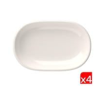 Tabak Evi Porselen Magnus Oval Kayık Tabak 18x11x2,50cm 4 Lü Krem