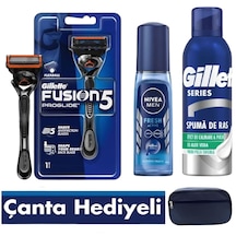 Gillette Fusion Proglide Flexball Makine + 5 Yedek Bıçak , Men Deodorant , Köpük , Seyahat Çantası Hediye