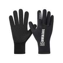 3mm Dalış Eldivenleri Kalınlaştırılmış Sıcak Kaymaz Kurtarma Eldivenleri Yelken Sörf Dalış Ekipmanı Eldivenleri Siyah L