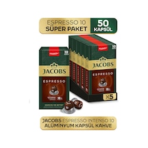Jacobs Espresso 10 Intenso Nespresso Uyumlu Kapsül Kahve 10 Kapsül X 5 Adet Kapsül Kahve