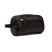 Newısh Polo Accessorıes Erkek Siyah Suya Dayanıklı Suni Vegan Deri Traşlık Bakım Seyahat El Çantası Portföy/clutch Siyah