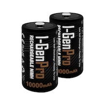 I-gen Batteries Pro Hr20 D Büyük Boy 10.000 Mah 1.2 V Ni-mh Şarj Edilebilir D Boy Pil D Boy, Adet, 2
