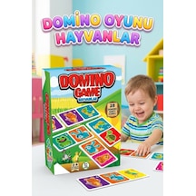 Domino Oyunu Hayvanlar Eğlenceli Eşleştirme Kartları 28 Adet Domino Kartlı Eğitici Kutu Oyunu