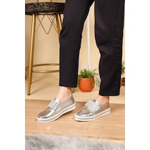 Taş Cırtlı Sneakers Gümüş-Gümüş