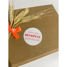 Sizin İçin Sevgiyle Paketlendi Kırmızı Yazılı Yuvarlak Yapışkanlı Etiket 4x4 Cm 120 Adet