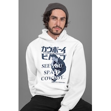 Sevbano Cowboy Bebop Space Cowboy Baskılı Unisex Oversize Anime Karakter beyaz