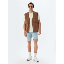 Koton Slim Fit Kot Şort Bermuda Cep Detaylı Pamuklu Bleach 4sam40068ıd Açık Mavi