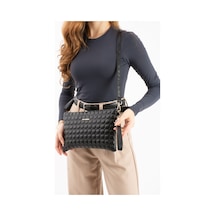 Oldso Kadın Suni Deri Siyah Mozaik Desen Çapraz Ve El Askılı Portföy Clutch Siyah Mat