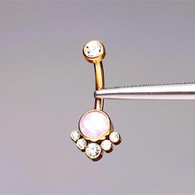 Opal Taşlı Ultraliğht 10 Mm Titanyum Göbek Piercingi Altın - Lacivert