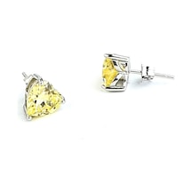 Sky Diamond Yellow Sitrin 925 Ayar Gümüş Kalp Küpe Gümüş