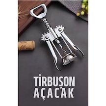 Tirbuşon Basınçlı Pratik Tirbuşon Şarap Ve Şişe Açacağı Kolay Kullanım Çelik 721046 Gri Diğer