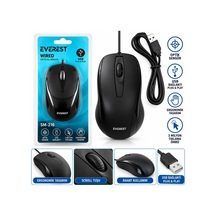 Kablolu Usb - Işıklı Siyah Optical Mouse 1200 Dpı Sm-216