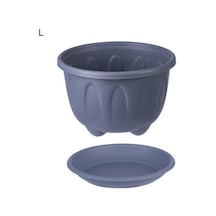 Gri Saksı Avlu İçin Yararlı Hafif Yuvarlak Plastik Bahçe Ekici Yüksek Kaliteli Güzel L