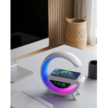 Hubrendy Tekno Kablosuz Şarjlı Bluetooth Hoparlör Rgb Işık Gece Lambası Dijital Saat