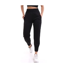Winmoda34 Scuba Dalgıç Jogger Eşofman Altı Yüksek Bel Geniş Kemer Paça Pile Detaylı Siyah