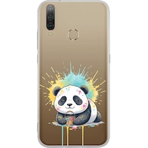 General Mobile Gm 10 İle Uyumlu Splash Panda Tasarımlı Şeffaf Silikon Kılıf 051i