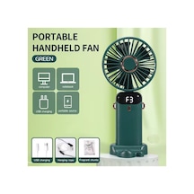 Taşınabilir Dijitalli Mini Fan Şarjlı, Sessiz Ve Güçlü Serinletici Fan Yeşil - 886311102