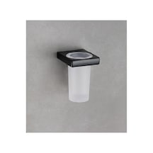 Flat Diş Fırçalığı Cam/siyah Renk 118x94x78 Mm Açık Ahşap