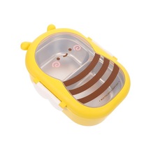 Paslanmaz Çelik Yalıtımlı Sızdırmaz Öğle Yemeği Kutusu Gıda Kabı Arı Şekilli Aperatifler Kutusu Kahverengi - Krem