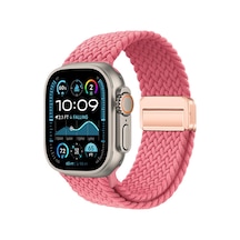 Watch Ultra 49mm Omsy Krd-134 Örgü Tasarımlı Hasır Kordon Strap Kayış - Pembe Diğer