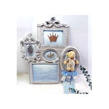 Ayıcıklı Gümüş Renk Erkek Bebek Odası Kapı Süsü Çok Renkli