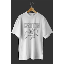 Noıssey -wed Led Zeppelın Baskılı Oversize T Shirt Beyaz